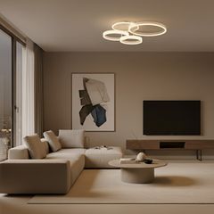 kelvo® VENOM KLV-101-0185 Φωτιστικό Οροφής LED 100W 10000lm 360° AC 220-240V IP20 Ρυθμιζόμενο Λευκό CCT με Χειριστήριο από 2700K έως 6000K Dimmable - Lumileds SMD Chip - Λευκό Ματ - Μ70 x Π40 x Υ16cm