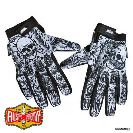 Lethal Threat Tattoo Gloves – Black/White