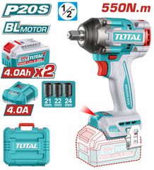 Μπουλονόκλειδο Μπαταρίας TOTAL Li-ion 20V / 550Nm / με 2 Μπαταρίες 4Ah BL Motor Επαγγελματικό ( TIWLI2055E )