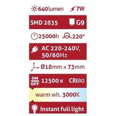 Avide LED G9 7W 220° Θερμό 3000K-thumb-1
