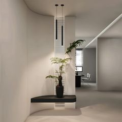 kelvo® CANAL KLV-101-0073 Κρεμαστό Φωτιστικό Οροφής LED 7W 700lm 36° AC 220-240V IP20 Θερμό Λευκό 2700K - Bridgelux COB Chip & TÜV SÜD Driver - Μαύρο Ματ - Μ4 x Π4 x Υ80cm - 5 Χρόνια Εγγύηση