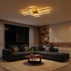 kelvo® QUADRA KLV-101-0298 Φωτιστικό Οροφής LED 120W 12000lm 120° AC 220-240V IP20 Ρυθμιζόμενο Λευκό CCT με Χειριστήριο από 2700K έως 6000K Dimmable - Lumileds SMD Chip - Σαμπανιζέ Χρυσό Ματ - Μ105 x