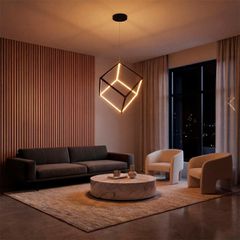 Κρεμαστό Φωτιστικό Οροφής LED 36W 3600lm 360° AC 220-240V IP20 Ρυθμιζόμενο Λευκό CCT με Χειριστήριο από 2700K έως 6000K Dimmable - Lumileds SMD Chip - Μαύρο Ματ - Μ40 x Π40 x Υ40cm - 3 Χρόνια Εγγύηση