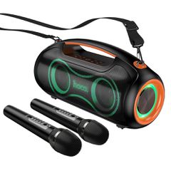 Φορητό Ηχείο Wireless Hoco. DS67 Cool Hi-Fi v5.4 6000mAh 600W AUX MicroSD USB με 2 Ασύρματα Μικρόφωνα και RGB Φωτισμό IPX5