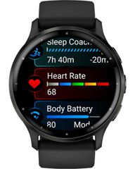 Garmin Venu 3 Stainless Steel 45mm Αδιάβροχο Smartwatch με Παλμογράφο (Slate Bezel With Black Silicone Band)