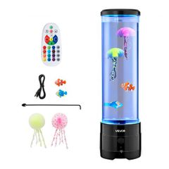 VEVOR Sensory Bubble Tube Lamp 16 Τηλεχειριζόμενο Έγχρωμο Water Lamp Fish 382mm
