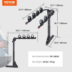 VEVOR Βάση Ποδηλάτων για 4 Ποδήλατα, 150 LBS, για 2" Υποδοχή GJZXCJXGSGJJ63517V0