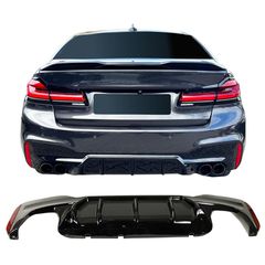 Diffuser Πίσω Προφυλακτήρα Για Bmw 5 G30/G31 17+ M-Packet Γυαλιστερό Μαύρο Με 2 Διπλές Τρύπες Εξάτμισης Αριστερά & Δεξιά Από Abs Πλαστικό 1 Τεμάχιο (CAR0030426)
