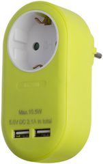 Entac Πρίζα Σούκο με 2 Θύρες USB (total 2.1A) Λάιμ