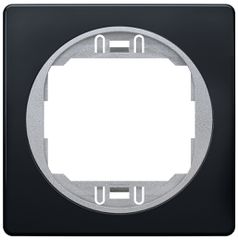 EON E6801.E1S One-gang frame 80x80, soft-touch black with silver holder
