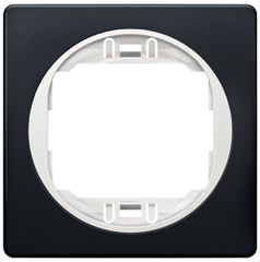 EON E6801.E10 One-gang frame 80x80, soft-touch black with white holder