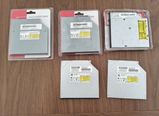 CD/DVD ROM 9.5mm optical drive SATA για laptop, εσωτερικά ή εξωτερικά με καλώδιο - μετατροπέα, 5 τμχ