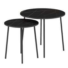 ΤΡΑΠΕΖΙΑ ΣΑΛΟΝΙΟΥ 2ΤΜΧ CUPPER HM9878.13 ΜΕΛΑΜΙΝΗ ΜΑΥΡΟ ΜΑΡΜΑΡΟ-ΜΑΥΡΟ ΜΕΤΑΛΛΟ