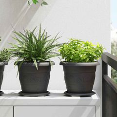 vidaXL Στρογγυλή Γλάστρα Λουλουδιών 24 τμχ. Μαύρο Ø 22 x 18 εκ