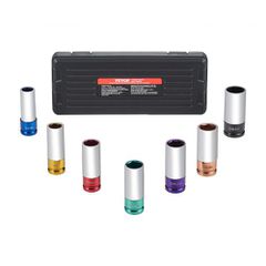 VEVOR Lug Nut Impact Socket Set, 1/2 inch Drive Metric 6-Point Deep Socket Set, 7 Total Lug Nut Sizes 17/19/21/22/23/24/27mm, CR-MO Steel Wheel Socket Socket with Storage Case, for Auto Repair