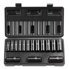 VEVOR 3/8" Drive Impact Socket Set, 15 Piece Deep Socket Set Metric 8-22mm, 6 Point Cr-Mo Alloy Steel for Auto Repair, Ευανάγνωστα σημάδια μεγέθους, στιβαρή κατασκευή, περιλαμβάνει θήκη αποθήκευσης