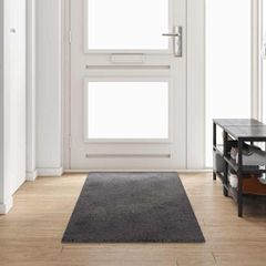 vidaXL Δερμάτινο Χαλί Γκρι 80 x 300 cm 100% Πολυπροπυλένιο Τούφτα