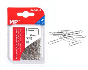 MP συνδετήρες PA342-8, μεταλλικοί, 33mm, ασημί, 70τμχ