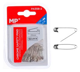 MP παραμάνες PA358-2, μεταλλικές, 25mm, ασημί, 50τμχ
