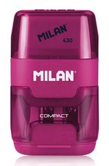 MILAN ξύστρα μολυβιών με κάδο & γόμα 1204703116, ροζ