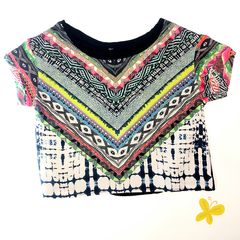 Πολύχρωμο Tribal Crop Top με έντονα patterns  – S-thumb-3