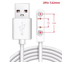 Universal Μαγνητικό Καλώδιο Φόρτισης USB για Smartwatch - 2 Pin (7.62mm) - Λευκό
