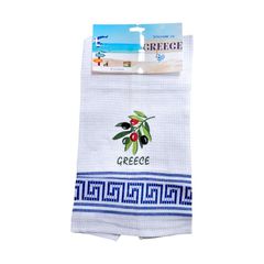 Πετσέτα ποτηρόπανο Souvenir με κέντημα - Σετ 12pcs - Greece - 416112