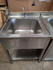 Λάντζα ανοξειδωτη ανοικτή 70x70x87 με 1 γούρνα 50x50 ΜΕΤΑΧΕΙΡΙΣΜΕΝΗ