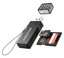 CABLETIME card reader CT-ASD3-PB για SD & micro SD, USB, 5Gbps, μαύρο-thumb-7