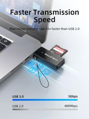 CABLETIME card reader CT-ASD3-PB για SD & micro SD, USB, 5Gbps, μαύρο-thumb-1