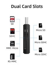 CABLETIME card reader CT-ASD3-PB για SD & micro SD, USB, 5Gbps, μαύρο-thumb-2