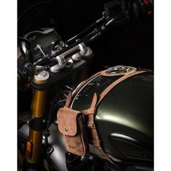 TripMachine Δερμάτινοι Ιμάντες Τεπόζιτου Μοτοσυκλέτας για Triumph Scrambler 400 , Speed 400 , Speed T4 καφέ | Tank Straps tobacco