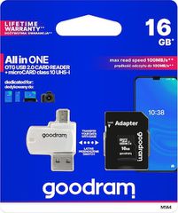 Goodram M1A4 All in One 16 GB MicroSDHC UHS-I Κατηγορία 10