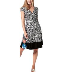 MARYLAND Ασπρόμαυρο λεοπάρ κοντομάνικο φόρεμα 16500 swing