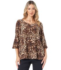 ANNA RAXEVSKY Γυναικεία καφέ λεοπάρ μπλούζα B25220 BROWN