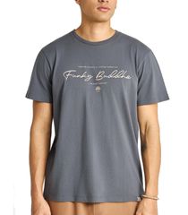 FUNKY BUDDHA Ανδρικό γκρί κοντομάνικο T-shirt FBM013-022-04 DK GREY