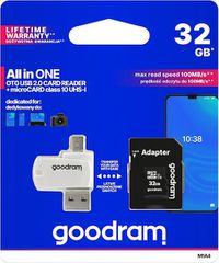 GoodRAM 4-IN-1 M1A4 microSDHC 32GB Class 10 U1 with Adapter & OTG Card Reader