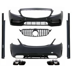 Body Kit Για Mercedes-Benz C-Class W205 14-20 Sedan Amg C63s Facelift Look Με Μάσκα & Μπούκες Black Edition