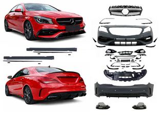 Body kit Για Mercedes-Benz CLA C117 W117 (2013-2018) Facelift Amg CLA45 Look Black Edition Με Μάσκα & Μπούκες Μαύρες