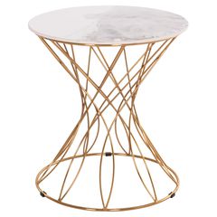 ΒΟΗΘΗΤΙΚΟ ΤΡΑΠΕΖΑΚΙ RUDY HM18037.01 ΚΕΡΑΜΙΚΟ TOP ΛΕΥΚΟ-ΜΕΤΑΛΛΟ ΧΡΥΣΟ Φ45x48,5Υεκ.