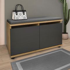 Παπουτσοθήκη μελαμίνης Twain Megapap 8 ζευγών χρώμα sapphire oak - ανθρακί 80x35x42εκ.