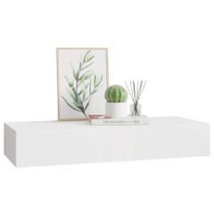 vidaXL Ράφι Επιτοίχιο με Συρτάρι Λευκό 60 x 23,5 x 10 εκ. από MDF-thumb-3