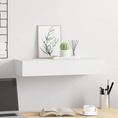 vidaXL Ράφι Επιτοίχιο με Συρτάρι Λευκό 60 x 23,5 x 10 εκ. από MDF-thumb-2