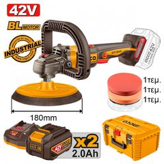 APLI42182E Αλοιφαδόρος Μπαταρίας Φ180mm 42V (2x2.0Ah) - ΜΕ ΜΠΑΤΑΡΙΑ & ΦΟΡΤΙΣΤΗ - INGCO (#APLI42182E)