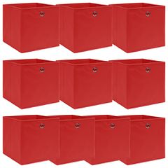 vidaXL Κουτιά Αποθήκευσης 10 τεμ. Κόκκινα 32 x 32 x 32 εκ. Υφασμάτινα