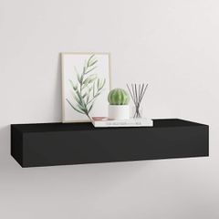vidaXL Ράφι Επιτοίχιο με Συρτάρι Μαύρο 60 x 23,5 x 10 εκ. από MDF