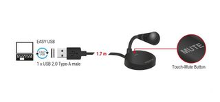 DELOCK USB μικρόφωνο 65868 με βάση και mute button-thumb-1