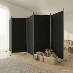 vidaXL Διαχωριστικό Δωματίου με 5 Πάνελ Μαύρο 433x180 εκ. από Ύφασμα