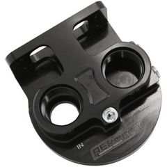 Billet Remote Oil Filter Head -12 ORB Top Entry, Black anodized finish, accepts filter with 13/16"-16 thread
