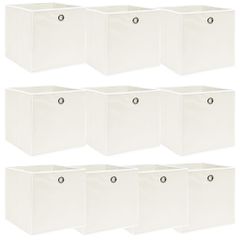 vidaXL Κουτιά Αποθήκευσης 10 τεμ. Λευκά 32 x 32 x 32 εκ. Υφασμάτινα